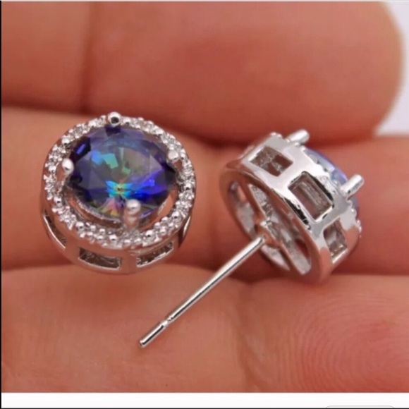 Rainbow Topaz Stud Earrings - Picture 3 of 3